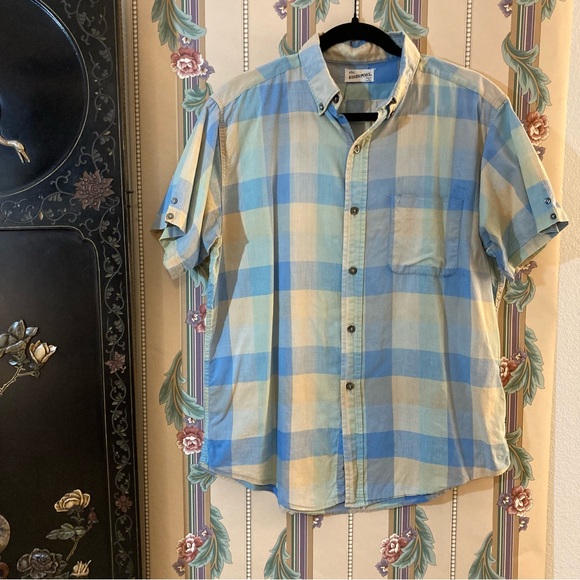 Vintage Check Plaid Print Short Sleeve Button Down Shirt - Picture 1 of 9
